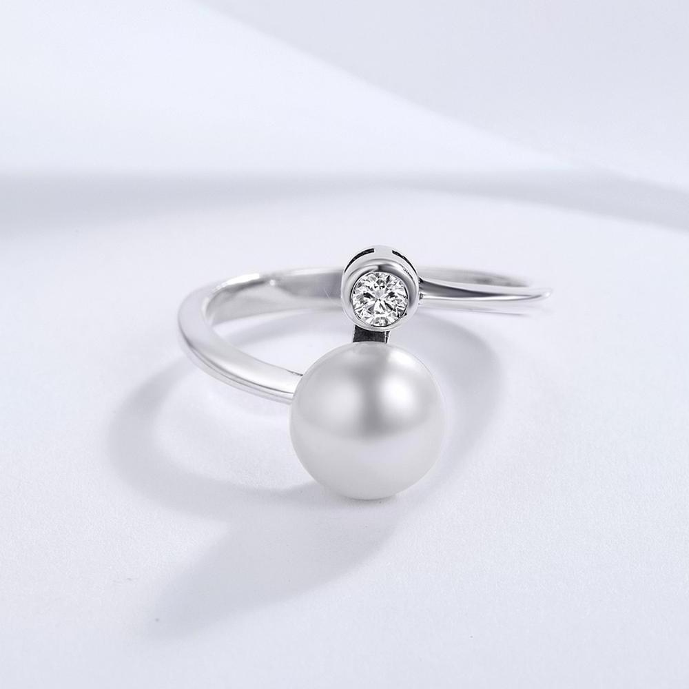 BAGREER SCR172 New Jewelry Freshwater Cultured Pearl Ring 925 Sterling Silver Adjustable Open Ring Girls Women CZ Diamond