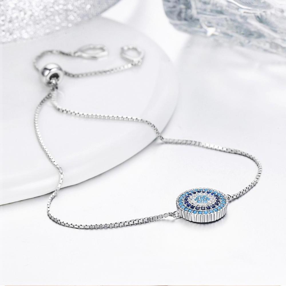 BAGREER SCB005 Wholesale elegant S925 silver lady CZ bracelet band stretch blue eye Turkey fine bracelet