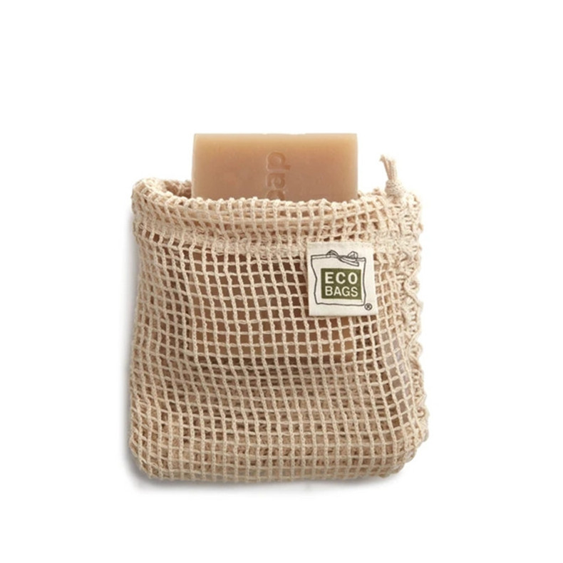 Natural Cotton Sisal Exfoliating Saver Drawstring Pouch Reusable Organic Cotton Mesh Produce Bags For Soap