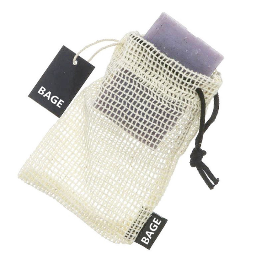 Natural Cotton Sisal Exfoliating Saver Drawstring Pouch Reusable Organic Cotton Mesh Produce Bags For Soap