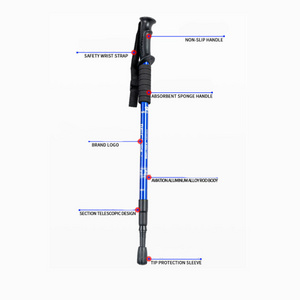 walking stick Trekking poles telescopic baton nordic Aluminum ski camp hiking poles crutches walking cane north pole