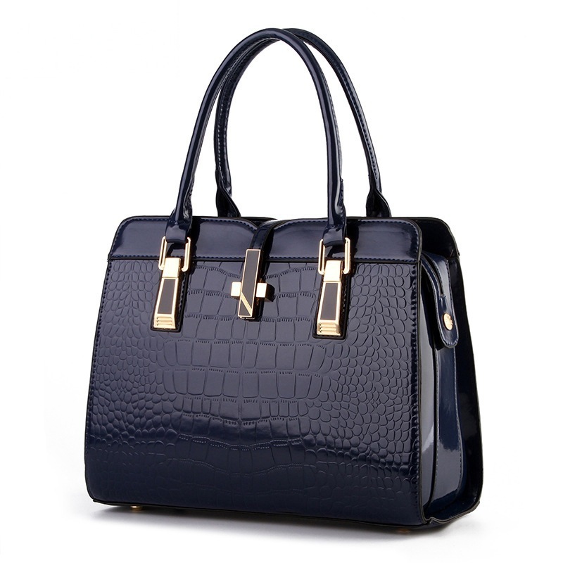 AZB099 2022 China supplier wholesale ladies hand bags Shiny patent pu Alligator leather fashion designer handbags for women