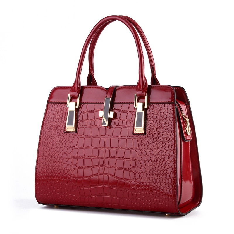 AZB099 2022 China supplier wholesale ladies hand bags Shiny patent pu Alligator leather fashion designer handbags for women