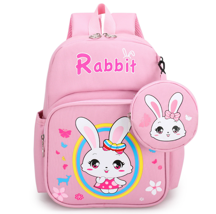 Kids bunny school backpack children coin purse bag