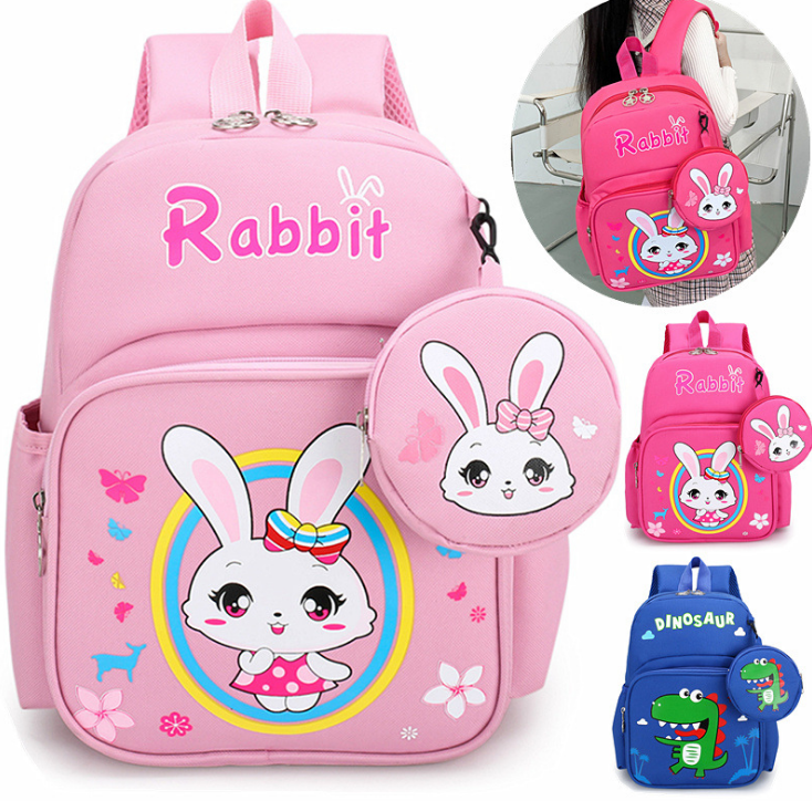 Kids bunny school backpack children coin purse bag