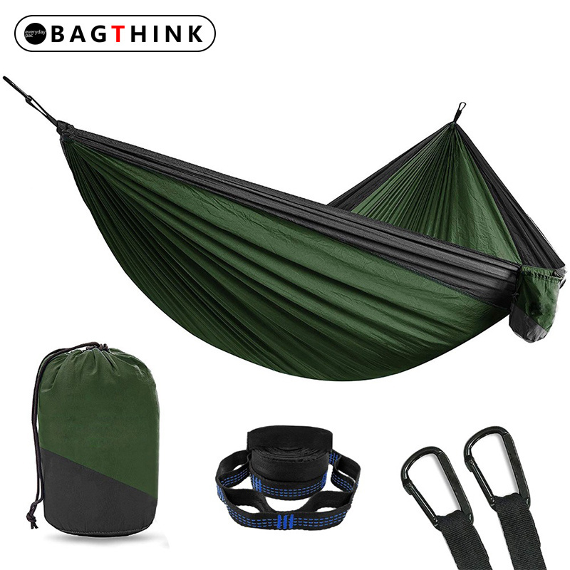 Custom Logo Camping Nylon Hammock with Mosquito Netting High, Strength Parachute Fabric Hanging Bed Hunting Sleeping Swing/