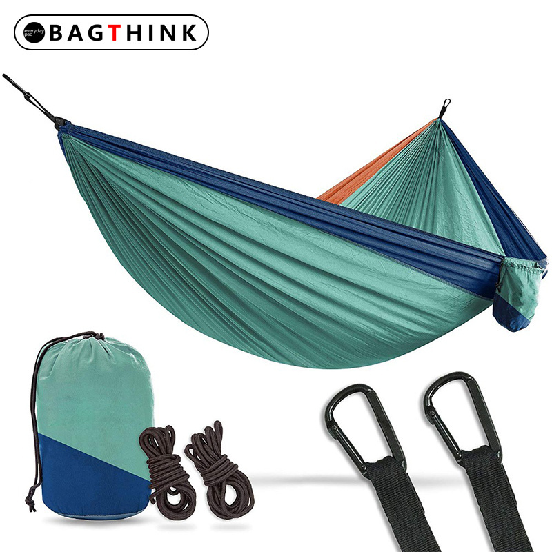 Custom Logo Camping Nylon Hammock with Mosquito Netting High, Strength Parachute Fabric Hanging Bed Hunting Sleeping Swing/