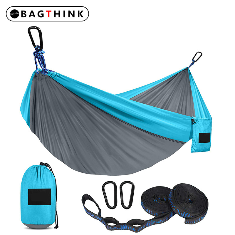 Portable Single Double Nylon High Strength Parachute Camping Hammock with, Rain Fly Tarp Mosquito Net Tent Tree Straps/