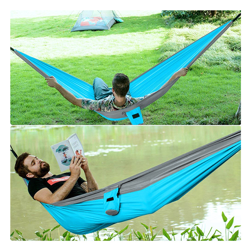 210T Parachute Nylon Outdoor Camping Hammock Lightweight Backpacking Survival, Camping Hammock with Rain Fly Tarp Mosquito Net/