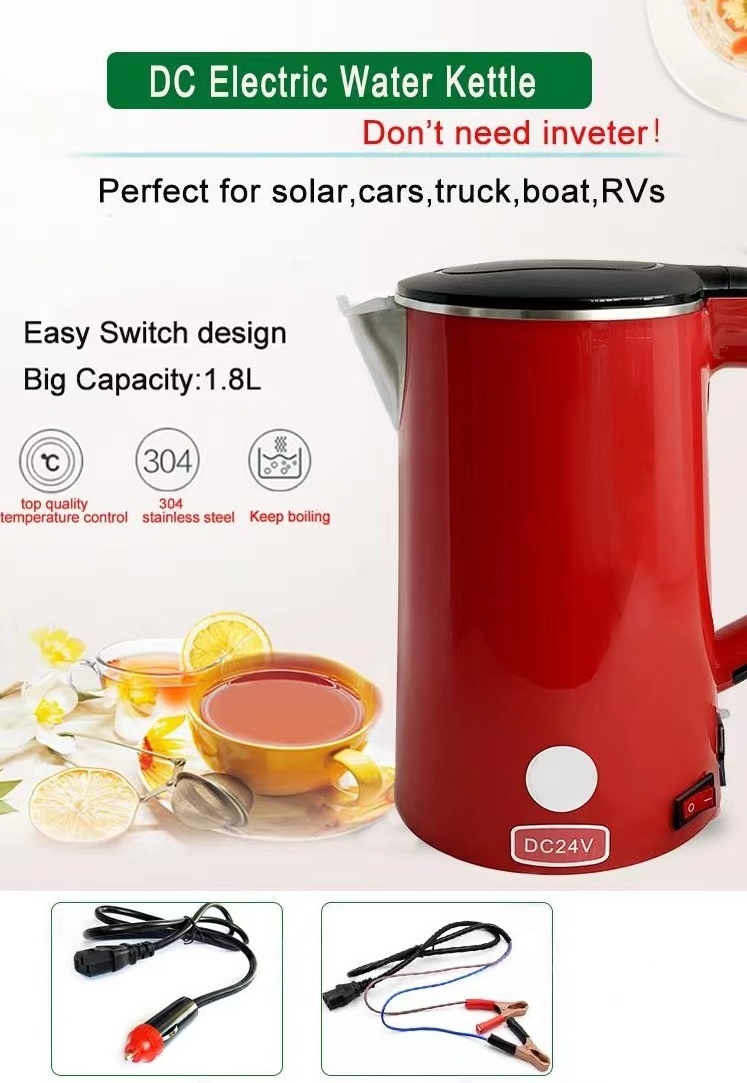 Top sell 1.8L  portable 12v 24v car electric kettle  solar kettle