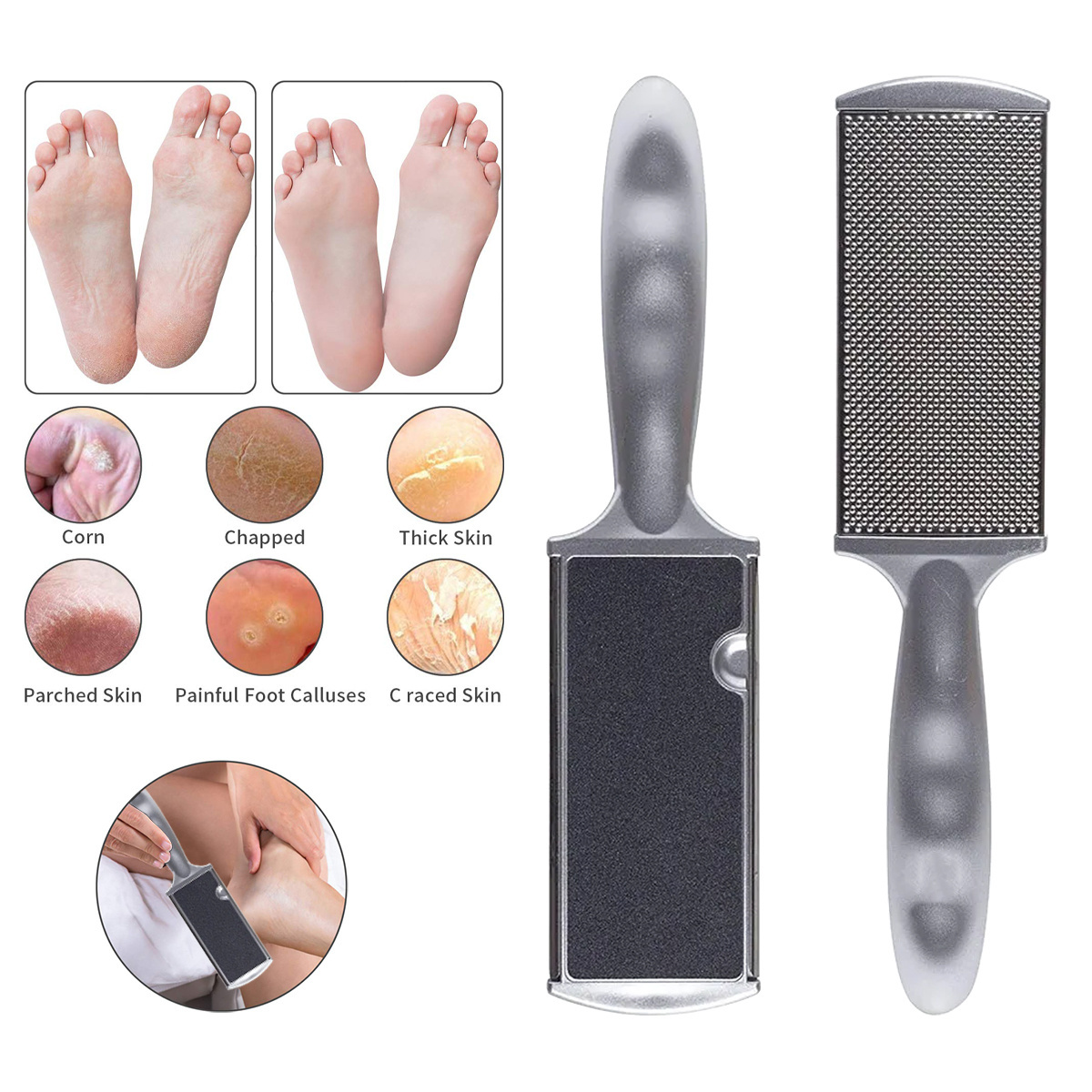 Foot Filer Wooden Callus Remover Foot File callus Remover Pedicure Tools Stainless Steel foot File