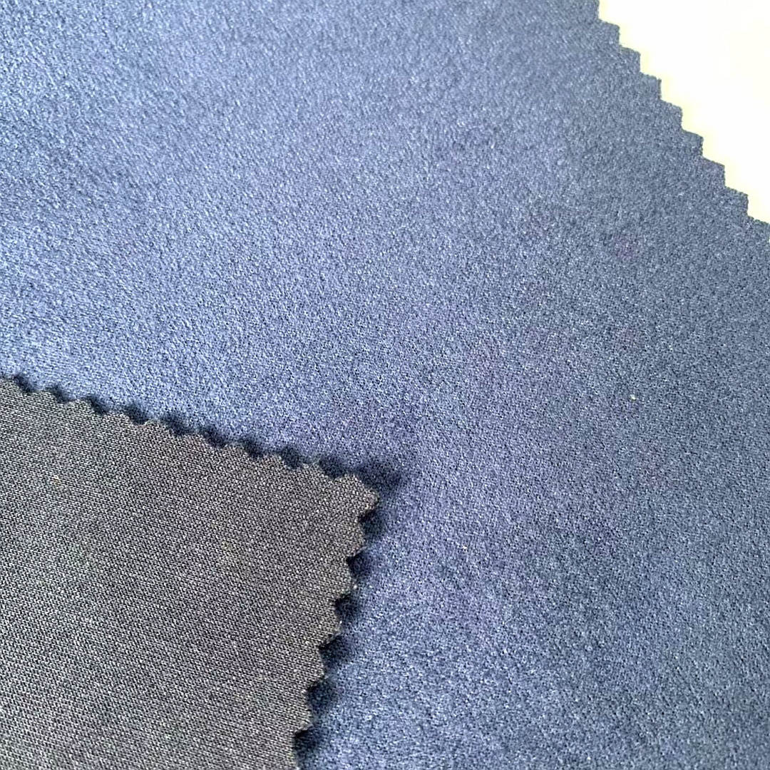 Stock Scuba suede fabric knit soft brush polyester spandex scuba suede fabric ready for ship for Jacket garment