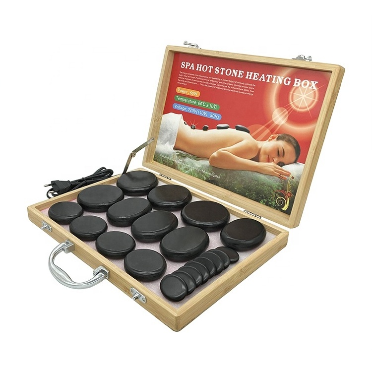 2022 hot stone massage warmer set steak electric spa hot stones heater kit professional basalt hot stones (20pcs)