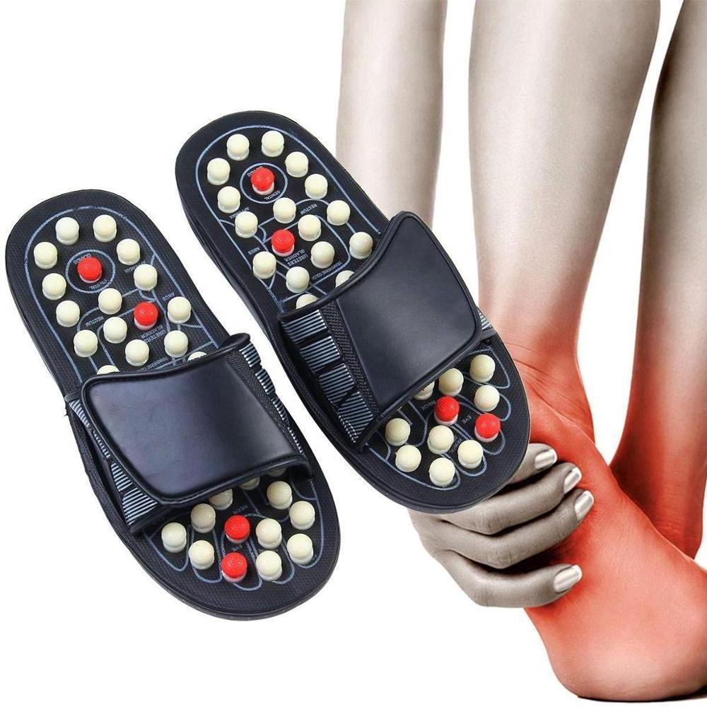 Portable sandals reflexology massage acupressure foot massager with replaceable head thick bottom EVA foot massage slipper