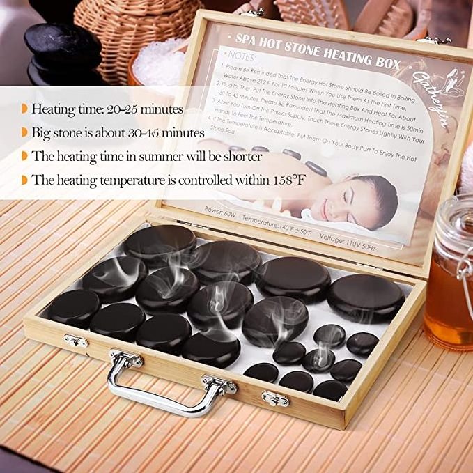 2022 hot stone massage warmer set steak electric spa hot stones heater kit professional basalt hot stones (20pcs)