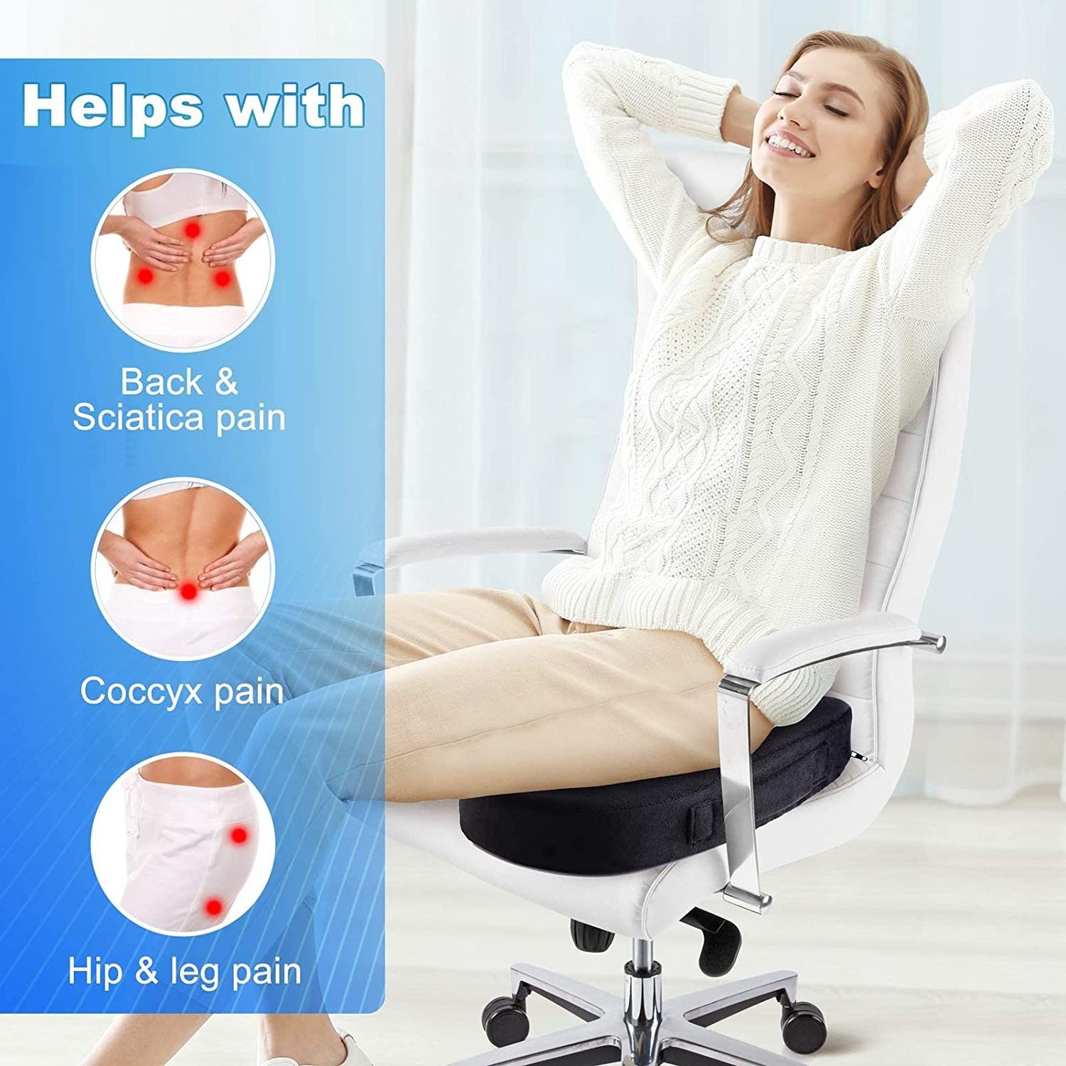 2022 Seat Cushion Office Chair Cushions Butt Pillow for Long Sitting Memory Foam Chair Pad for Lower Back