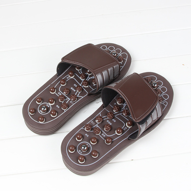 Portable sandals reflexology massage acupressure foot massager with replaceable head thick bottom EVA foot massage slipper