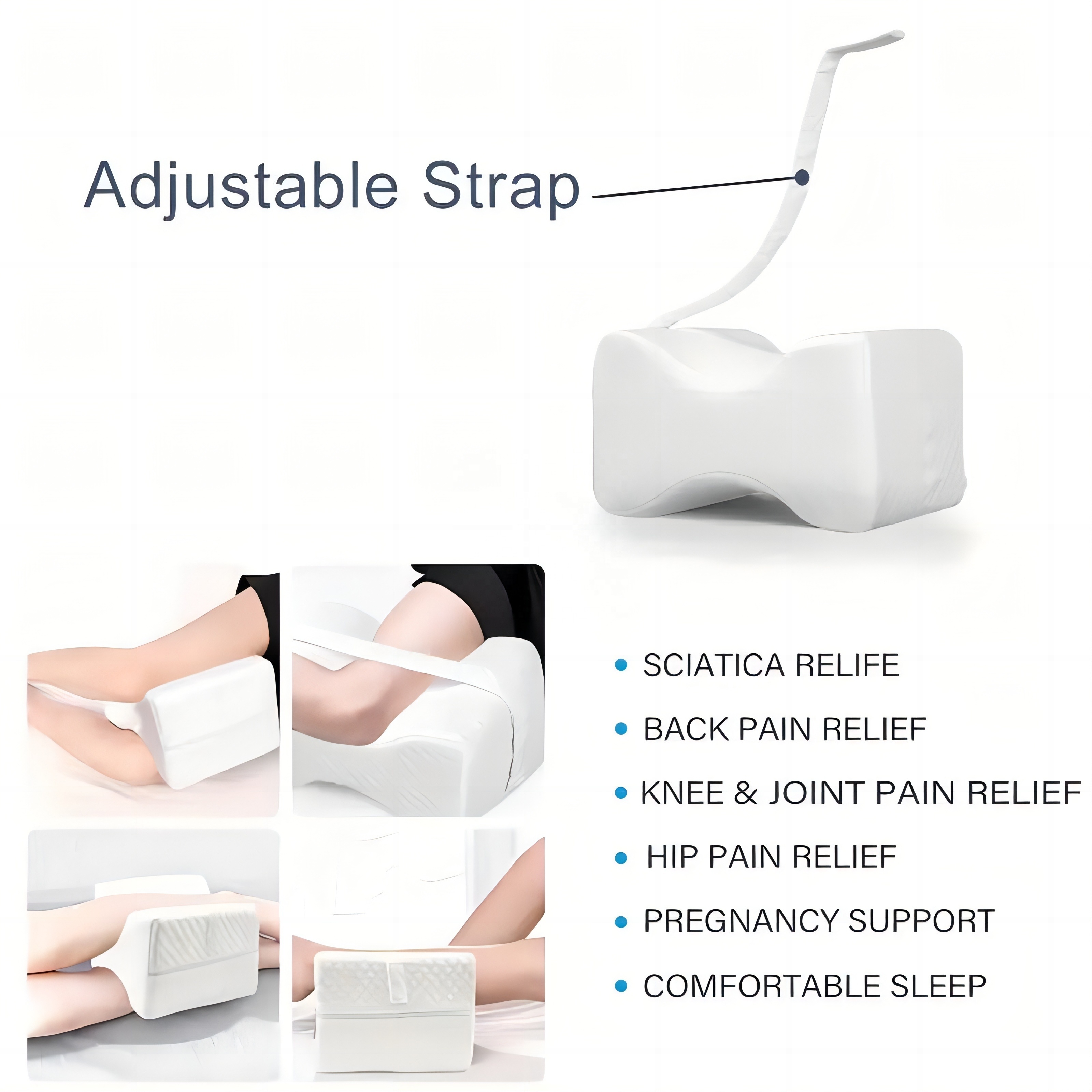 Orthopedic Knee and Leg Memory Foam Support Pillow for Side Sleepers Sleeping  for Back Pain Hip Pain Relief