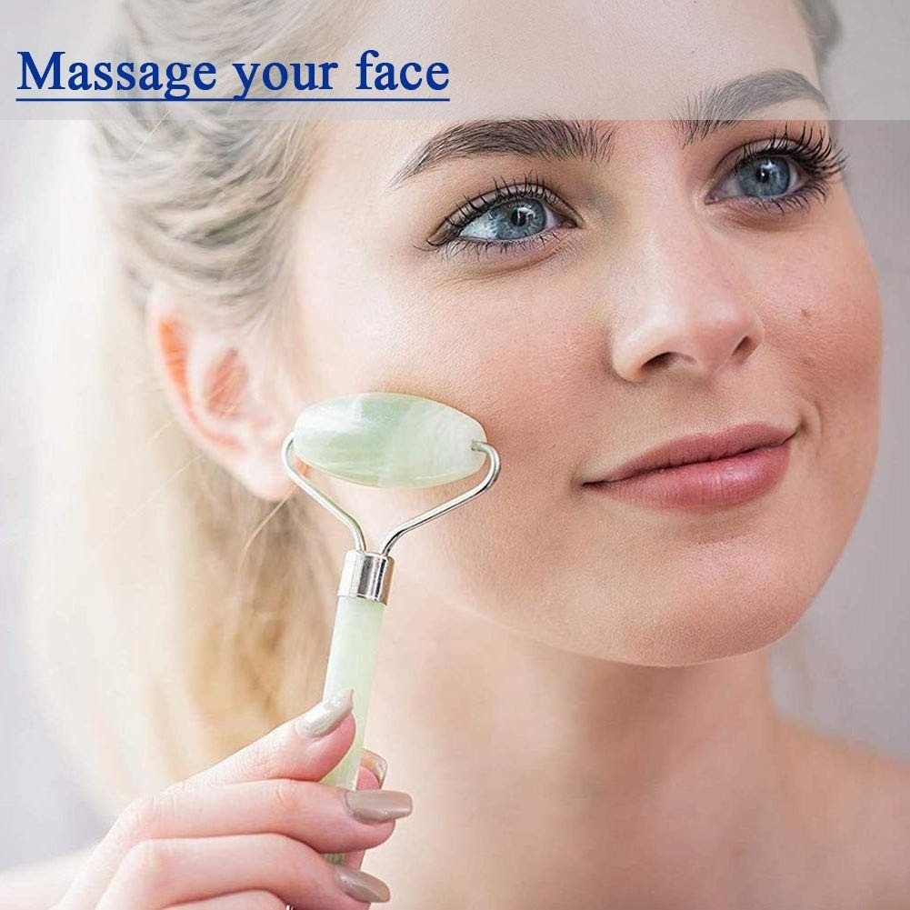 Jade Roller And Gua Sha Face Roller Set Facial Beauty Roller Skin Care Tools