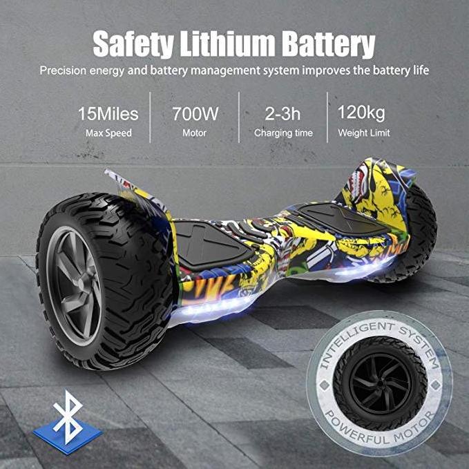 Hoverboard Warrior 8.5 inch All Terrain Off Road Hoverboard with Music Speakers and LED Lights Self Balance Hoverboard Scooters