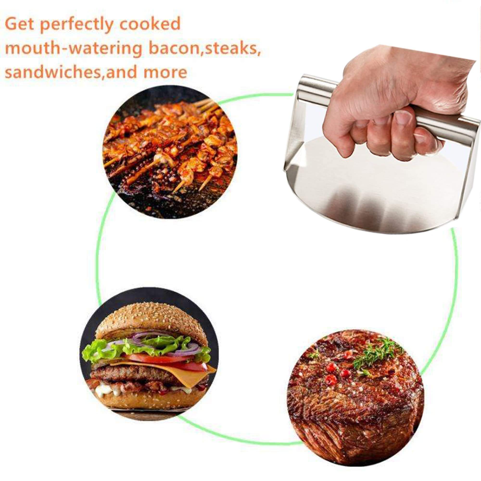 Durable Stainless Steel Smashed Burger Press Grill Press Round Shape Manual Meat Press Perfect For Flat Top BBQ Grill