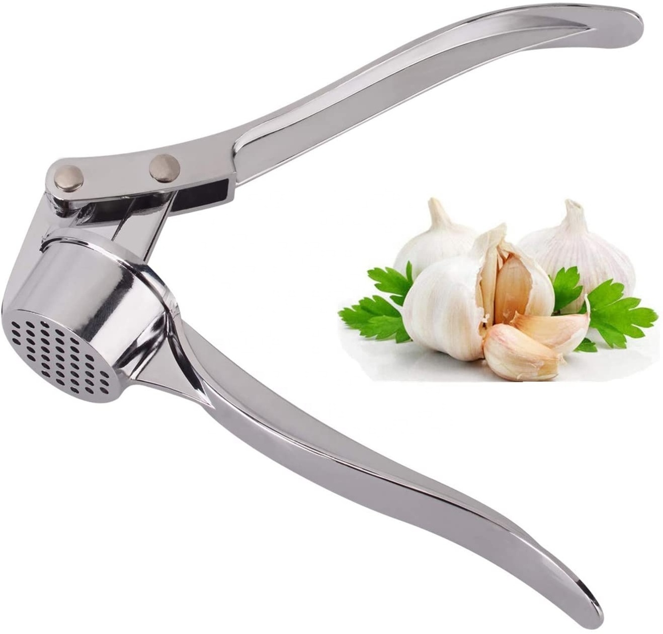 2023 Hot Sale Kitchen Gadgets Handheld Garlic Masher High-Quality Garlic Crusher Stainless Steel Manual Garlic Press