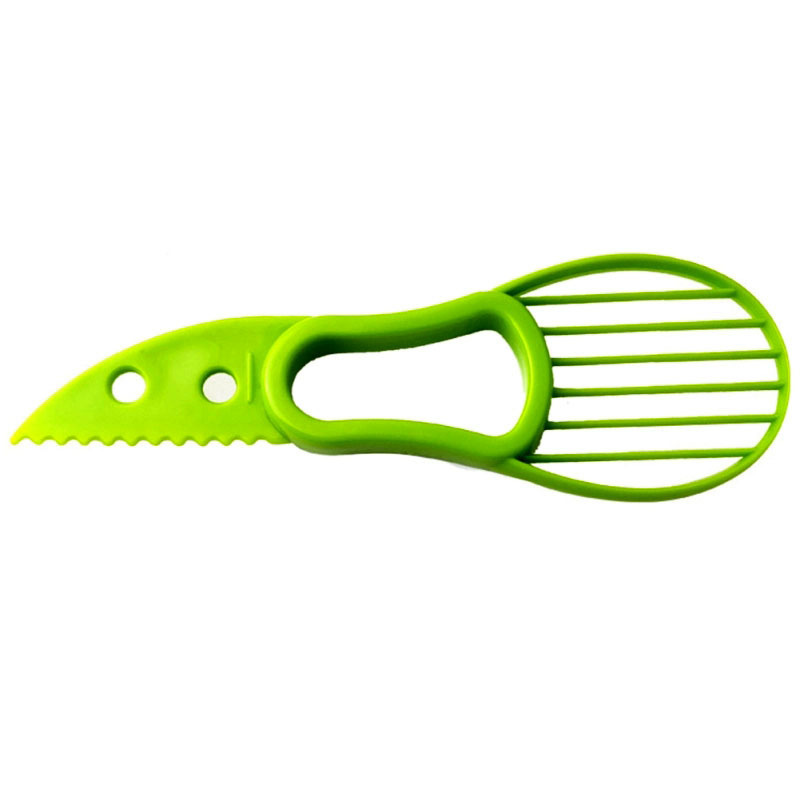 Multifunctional Three-in-one Avocado Cutter Avocado Knife Pulp Separator Avocado Slicer Tool Plastic PP Bag Home Kitchen Green