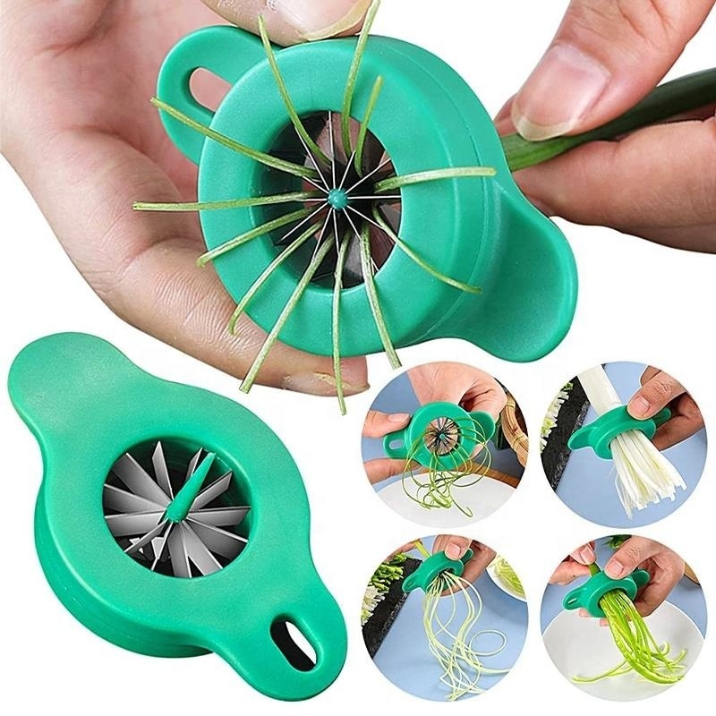 Multi-functional kitchen tools gadget easy to silk 12 blades stainless steel green onion knife slicer cutter shredder