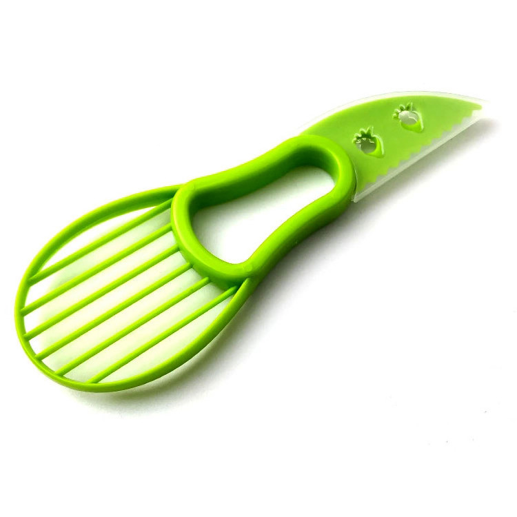 Multifunctional Three-in-one Avocado Cutter Avocado Knife Pulp Separator Avocado Slicer Tool Plastic PP Bag Home Kitchen Green