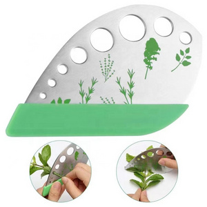 Stainless Steel Kitchen Herb Leaf Stripping Tool Loose Leaf Kale Razor Metal Herb Pealer Cutter 9 Holes Herb Stripper