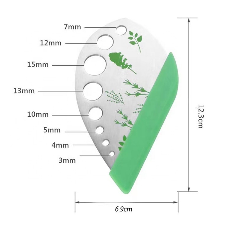 Stainless Steel Kitchen Herb Leaf Stripping Tool Loose Leaf Kale Razor Metal Herb Pealer Cutter 9 Holes Herb Stripper