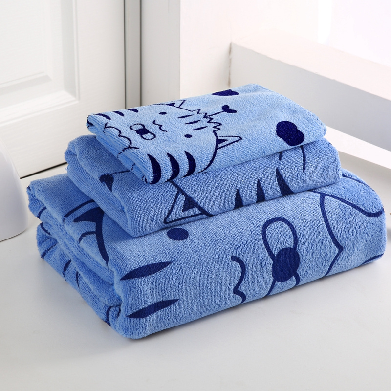 RTS  Cheap hot sale Square Face towel Bath towel 3piece one set cute soft  printed bathroom towel set wholesale