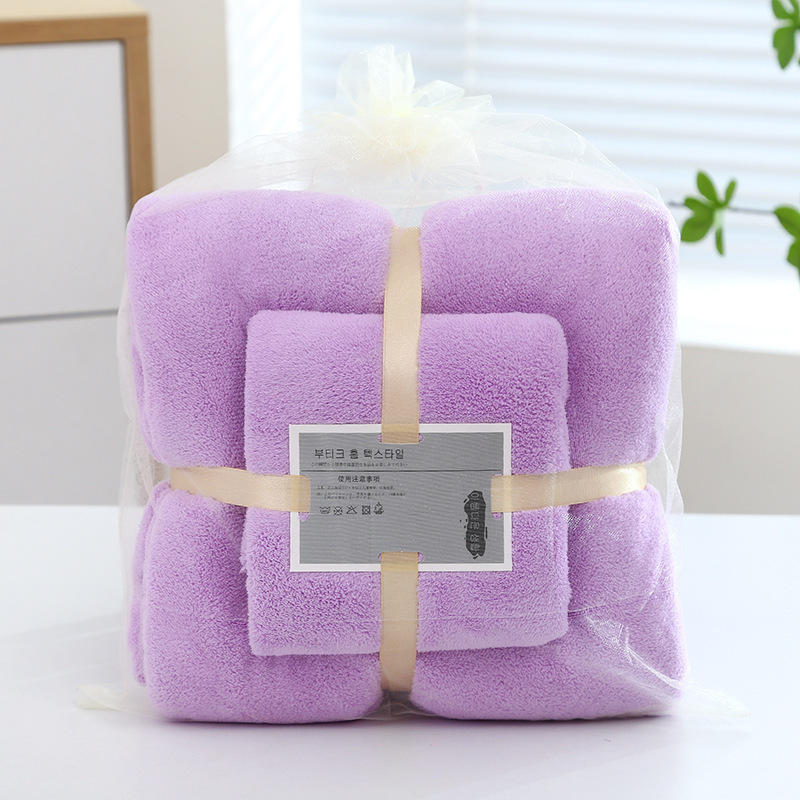 Hot selling new coral velvet  towel Set soft absorbent adult and children face  hand towel household towel set