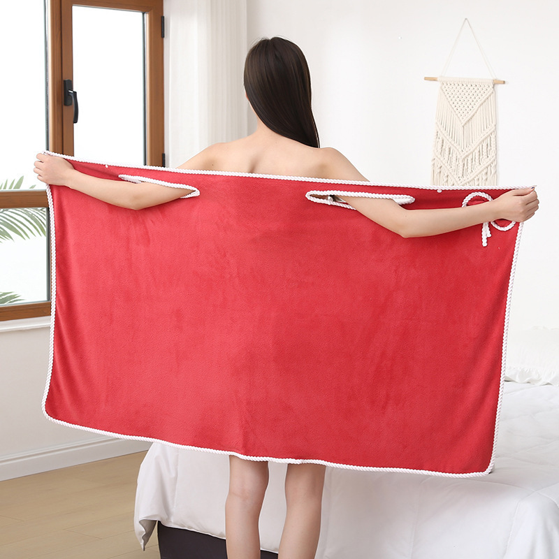 Custom coral fleece  bath wrap around towel for woman thick bath towels towelling bath rope dressing gown