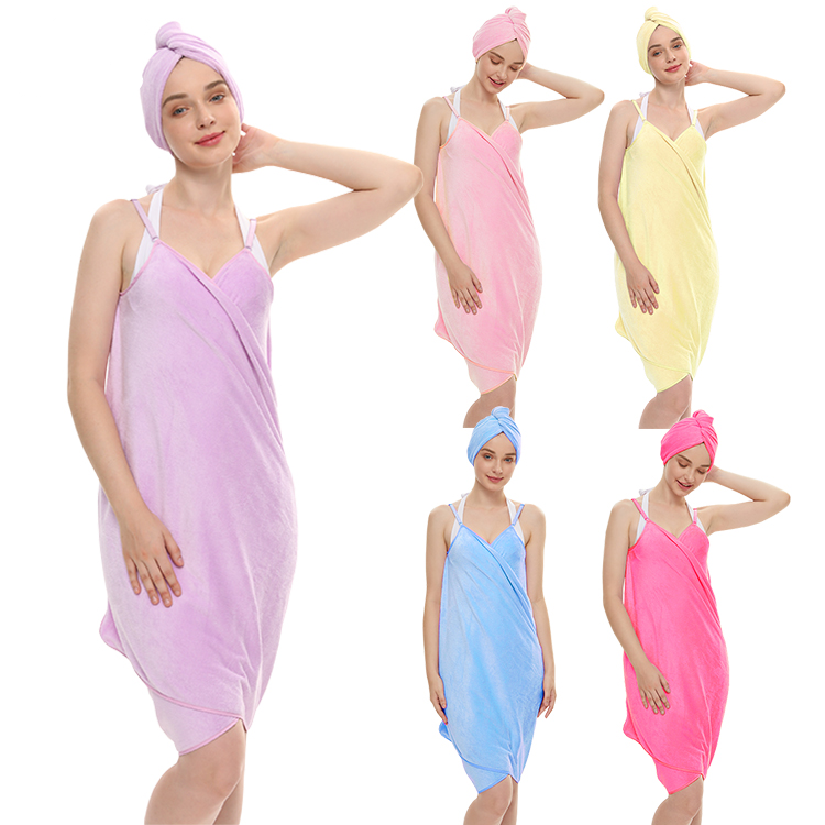 supedry wholesale Women Wearable Beach Towel Microfiber Soft Wrap Skirt Super Absorbent sexy hair band bath towel set