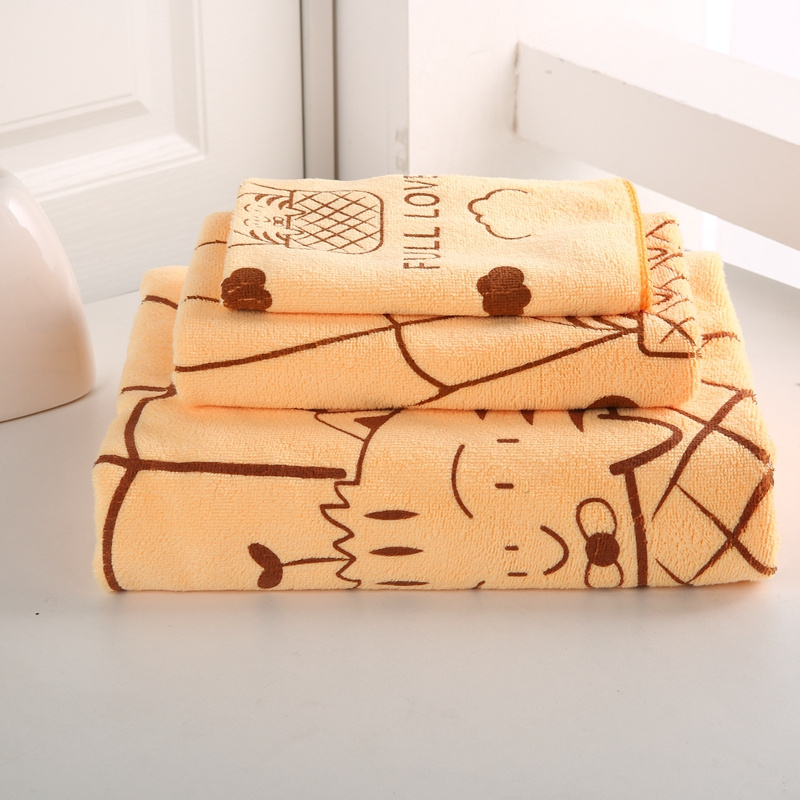 RTS  Cheap hot sale Square Face towel Bath towel 3piece one set cute soft  printed bathroom towel set wholesale