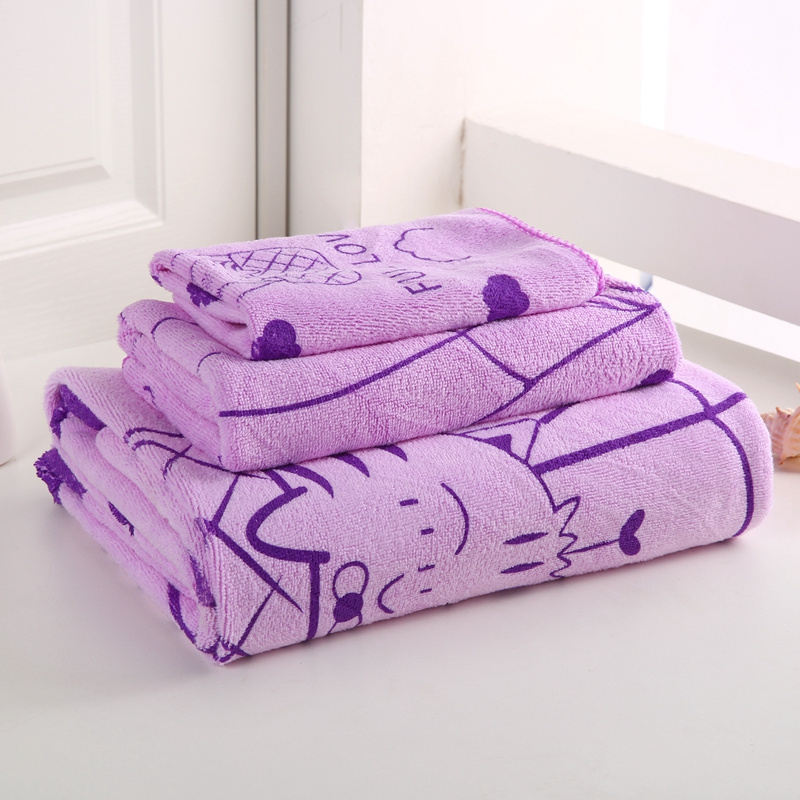 RTS  Cheap hot sale Square Face towel Bath towel 3piece one set cute soft  printed bathroom towel set wholesale