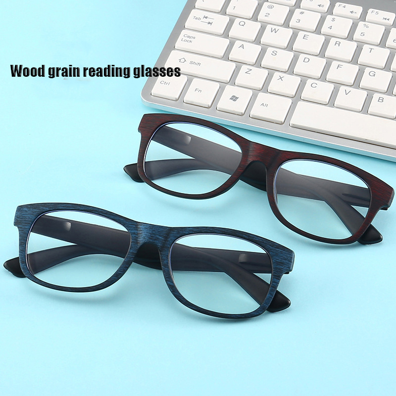 Wood Grain Retro Anti-Blue Reading Glasses Cross-Border New High-Definition Reading Mirror Personality Frame Reading