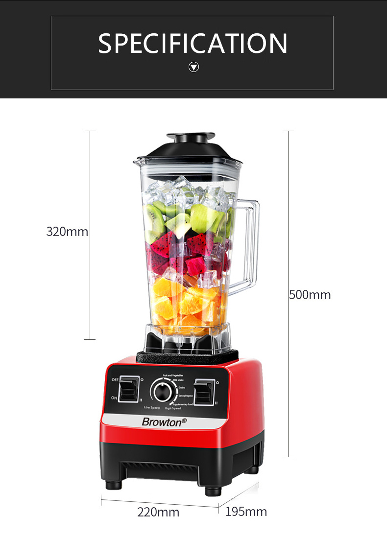 2.0L Commercial Smoothie Blender Kitchen Appliances Electrical Power Chopper Juicer Fruits Blender And Mixer