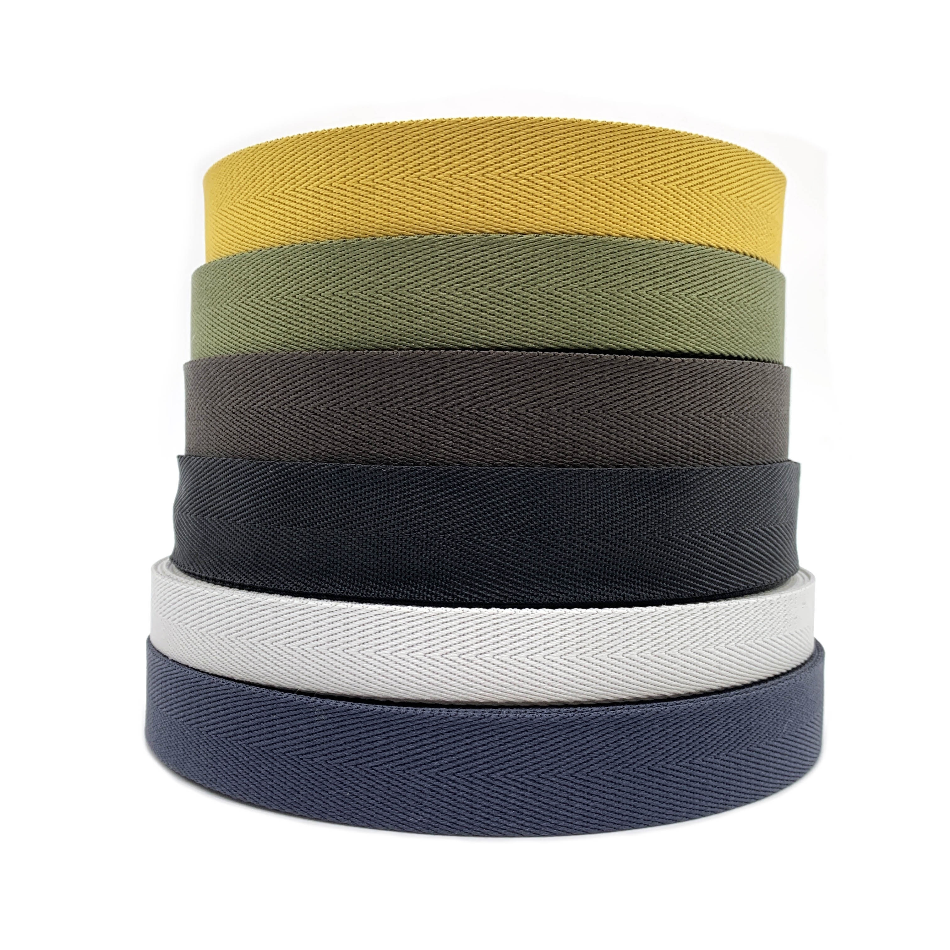 Custom 20 mm 25 mm Solid Color Herringbone Pattern Webbing Strap 100% Polyester Jacquard Webbing