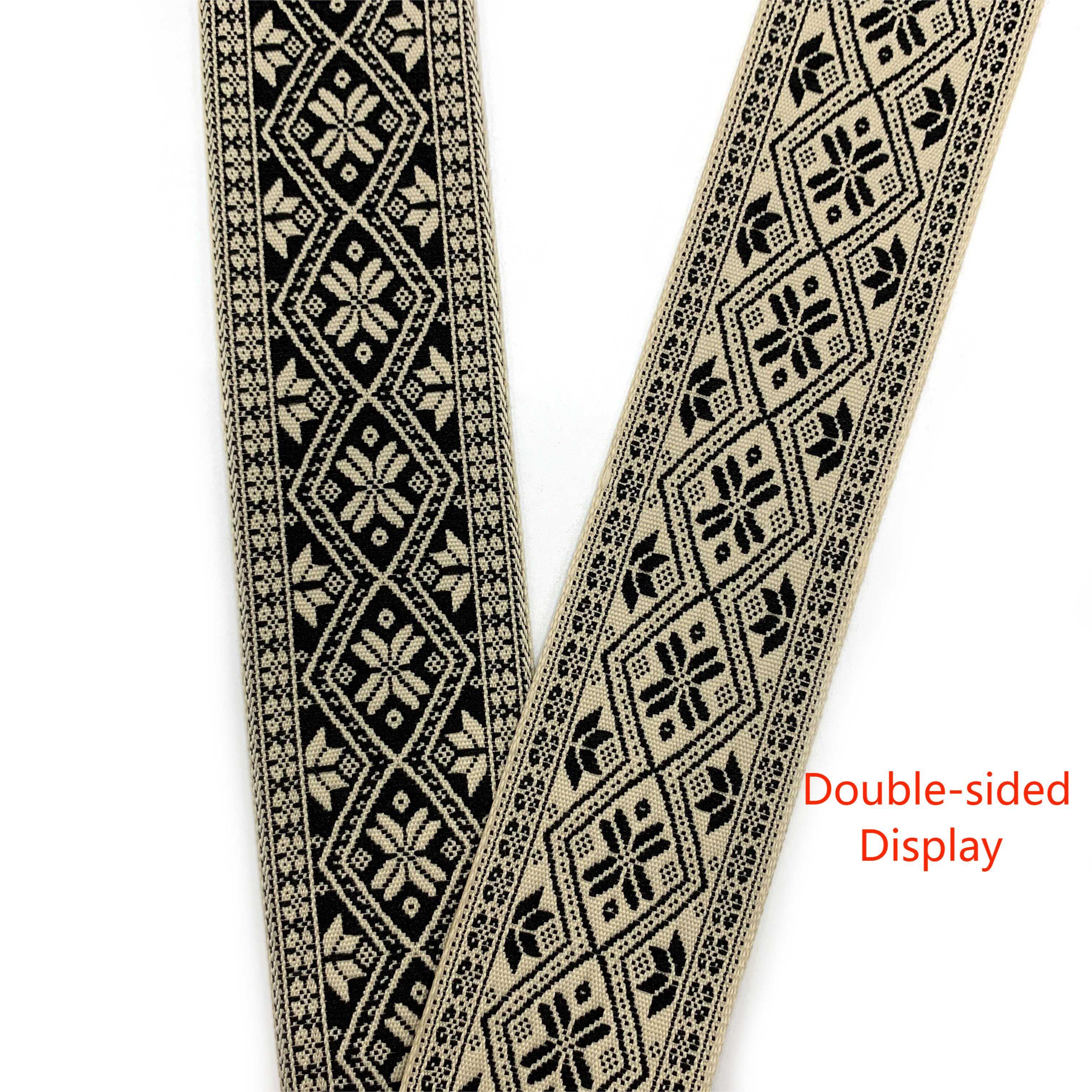 Custom Sustainable Rhombus Geometric Diamond Pattern Strap Double-sided Webbing 100% Polyester Jacquard Webbing Tape