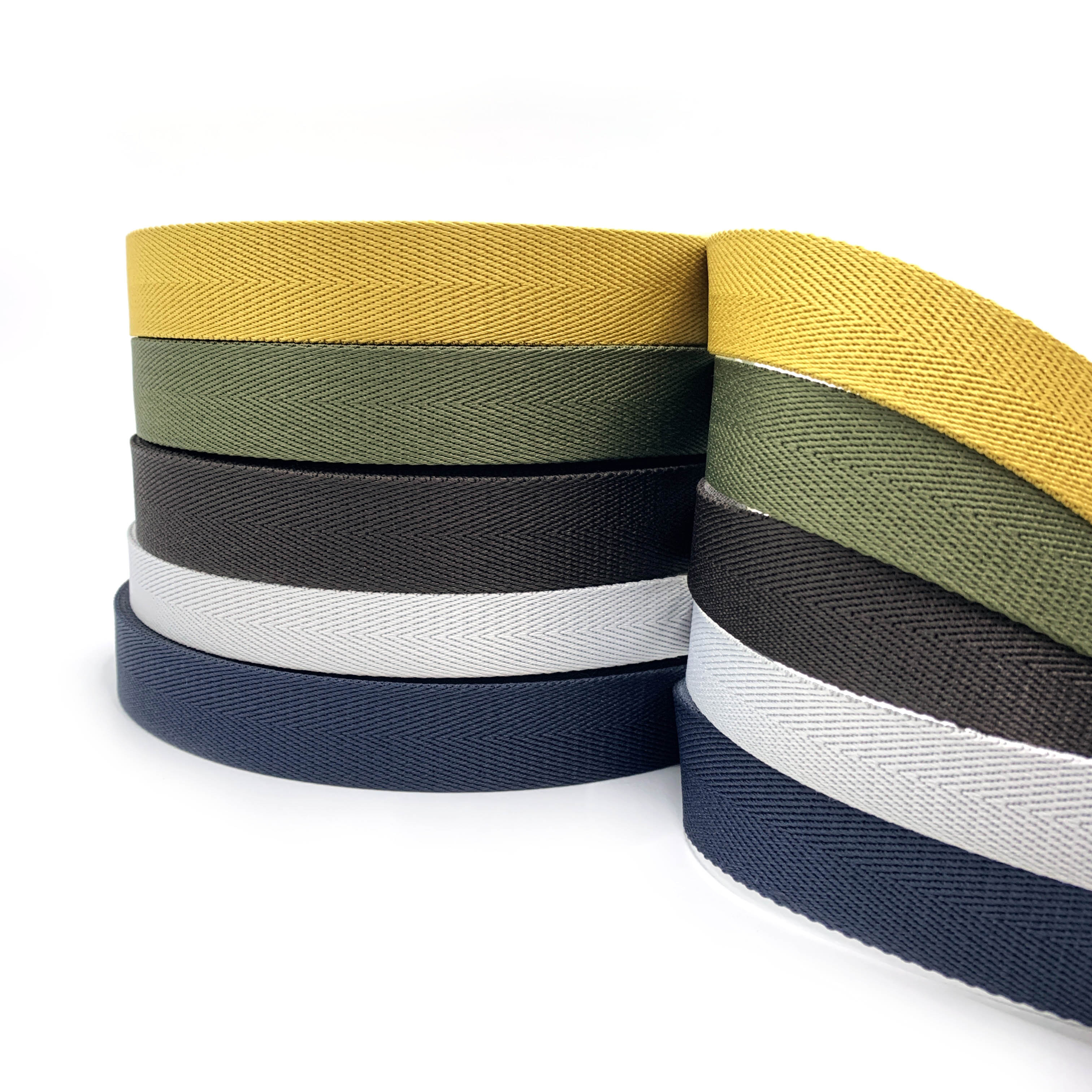 Custom 20 mm 25 mm Solid Color Herringbone Pattern Webbing Strap 100% Polyester Jacquard Webbing