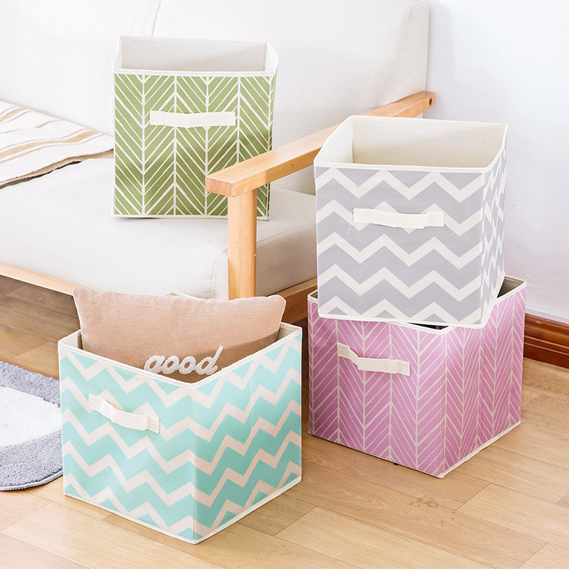 Wholesale Eco Friendly Collapsible Cube Storage Basket Folding Organizer Fabric Storage Box Bin