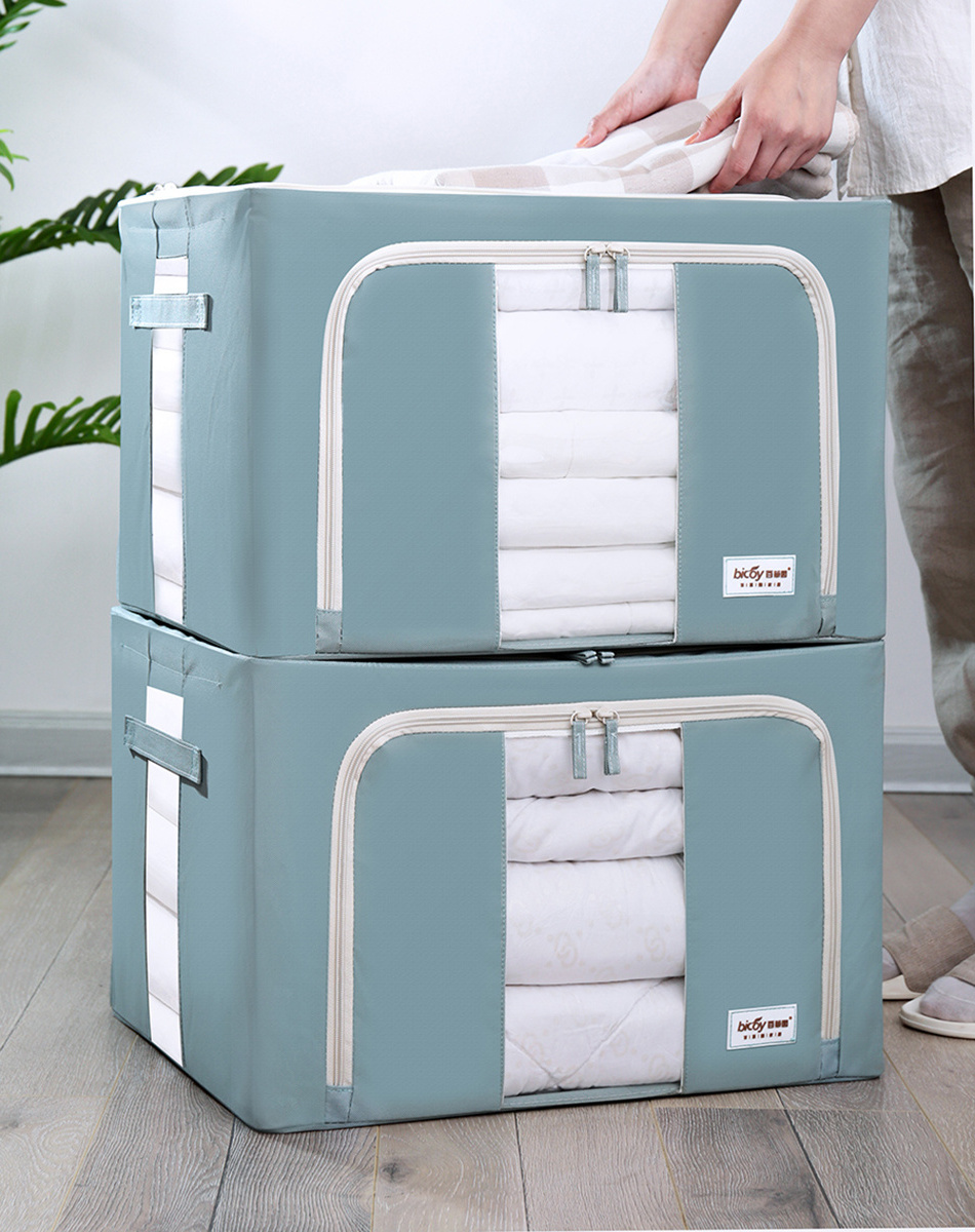 New Style Storage Box Oxford Cloth Steel Frame Shelf Quilt Clothing Blanket Pillow Shoe Organizer Box