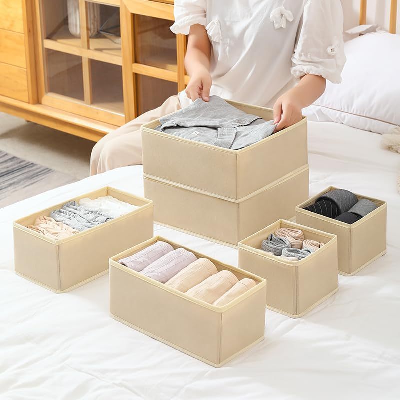 Foldable Cloth Storage Box Closet Dresser Drawer Divider Organizer Basket Bins for Underwear Bras