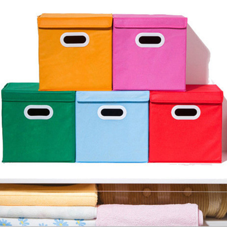 Custom Cube Folding Fabric Storage Basket Closet Organizador Clothes Storage Boxes Home Office Shelf Organizers