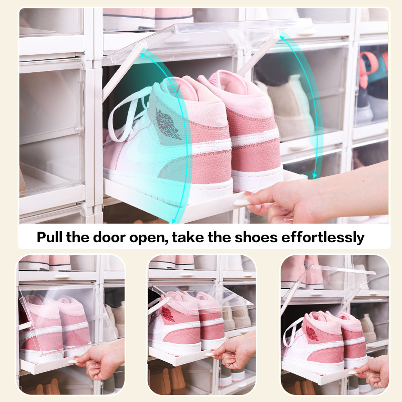 Foldable Clear Stackable Shoe Organizer Drawer Case Furniture Ladies Men Plastic Shoe Storage Box