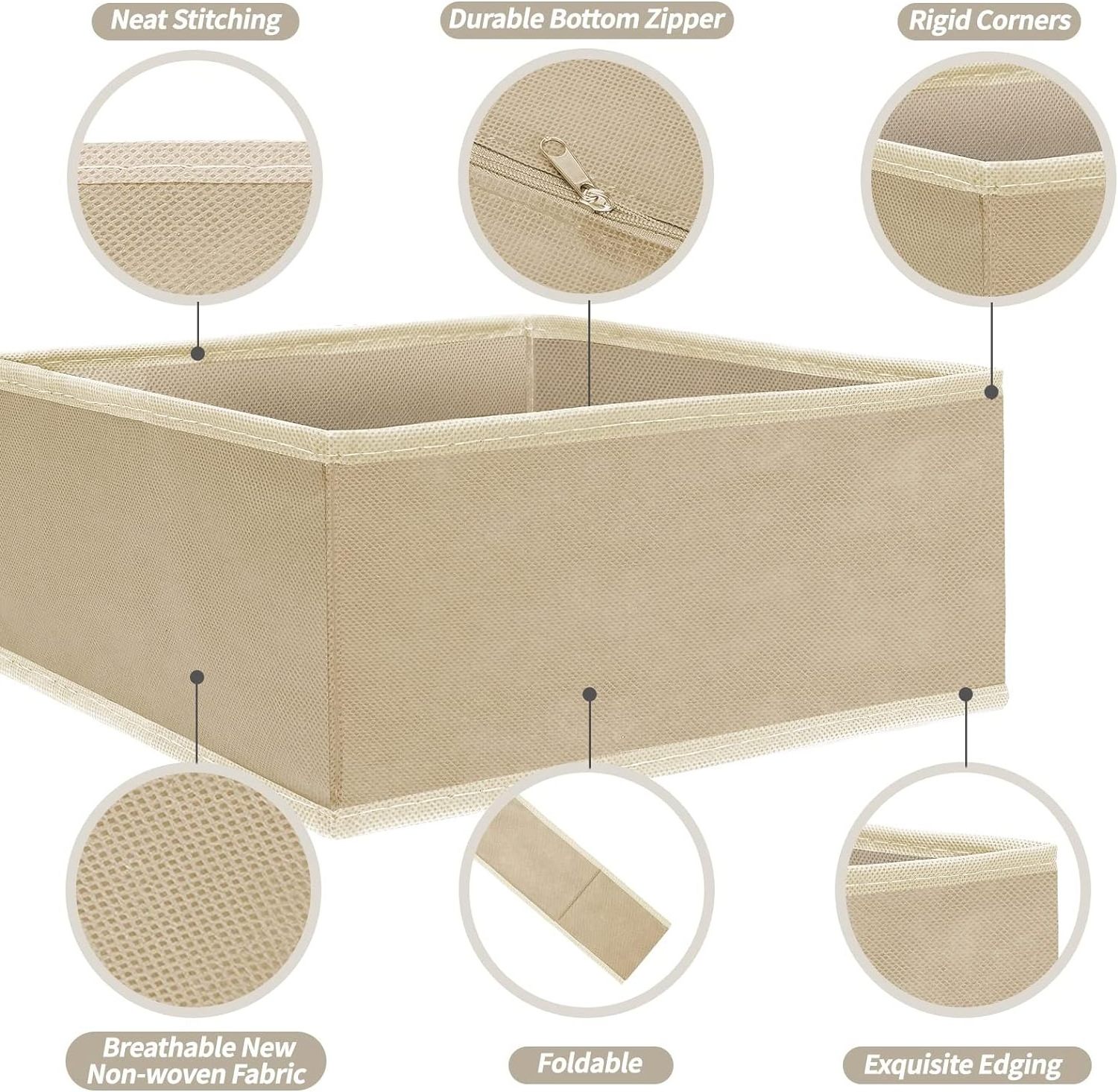 Foldable Cloth Storage Box Closet Dresser Drawer Divider Organizer Basket Bins for Underwear Bras