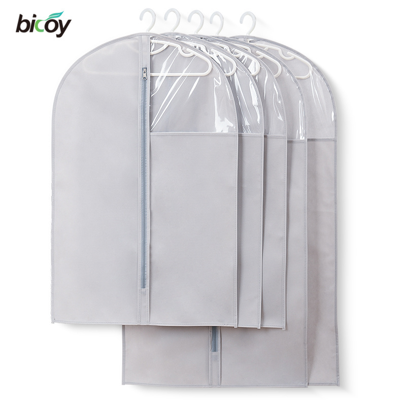 Hot Sale Non Woven Wedding Bulk Clear Pink Garment Suit Bag Clothe Bags Clear Coat Clothes dust Cover