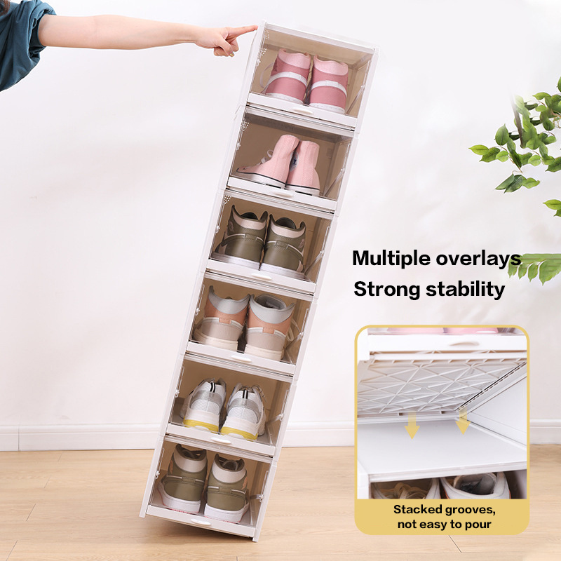 Foldable Clear Stackable Shoe Organizer Drawer Case Furniture Ladies Men Plastic Shoe Storage Box